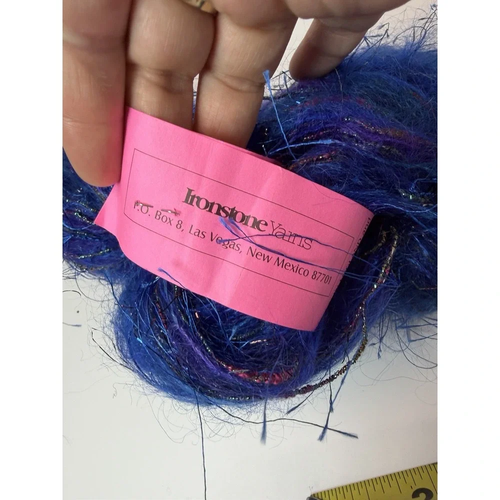 Ironstone Yarn Showstopper Made 3 Yarns Desert Flower Eyelash Mohair Deep Sea